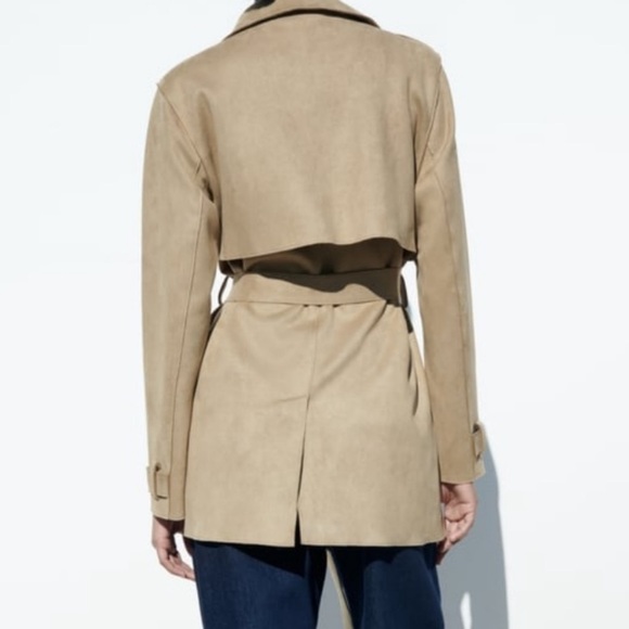 Zara Faux Suede Leather Trenchcoat - Picture 6 of 9
